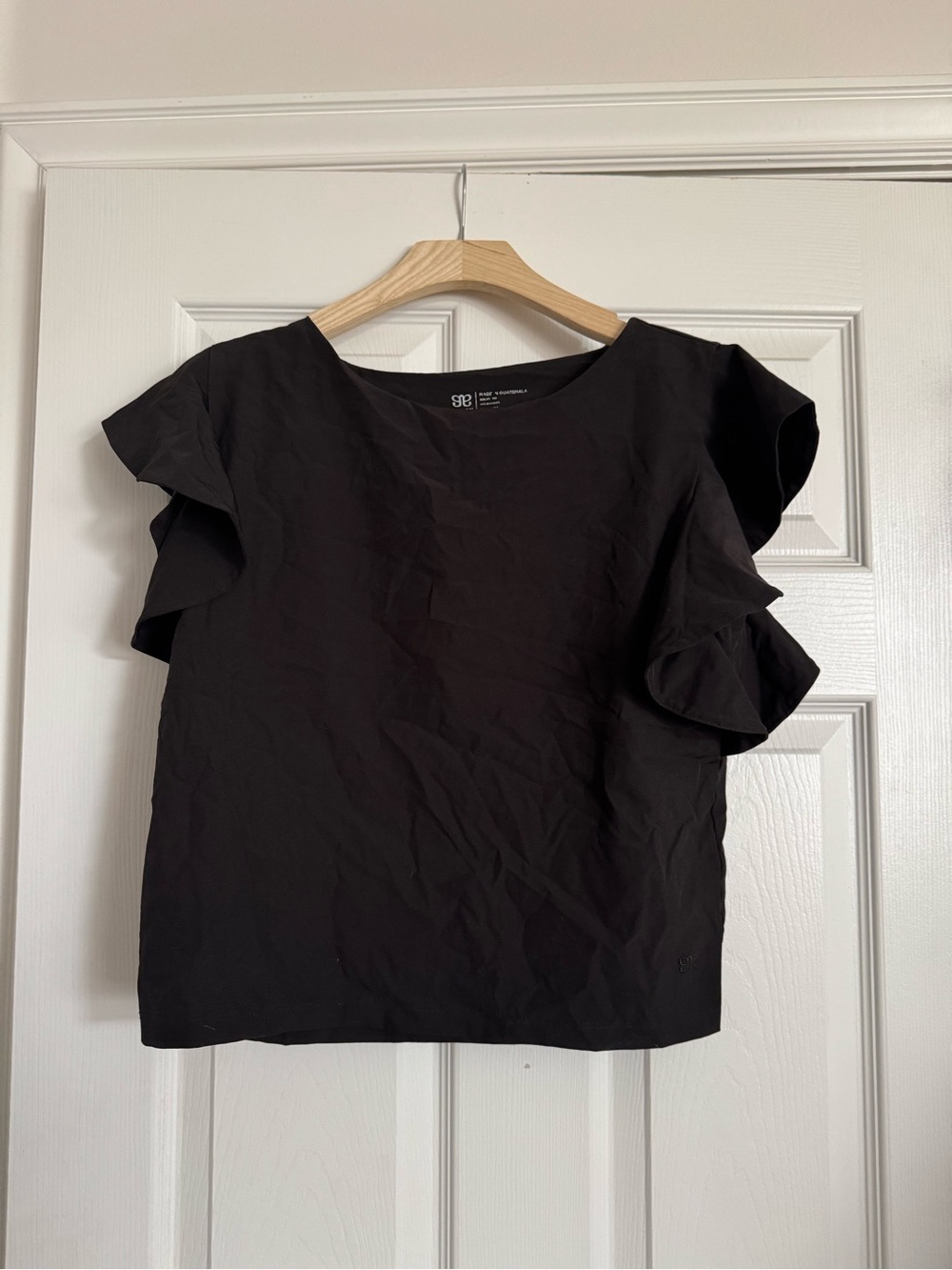 Albion Black Ruffle Sleeve Women's Top